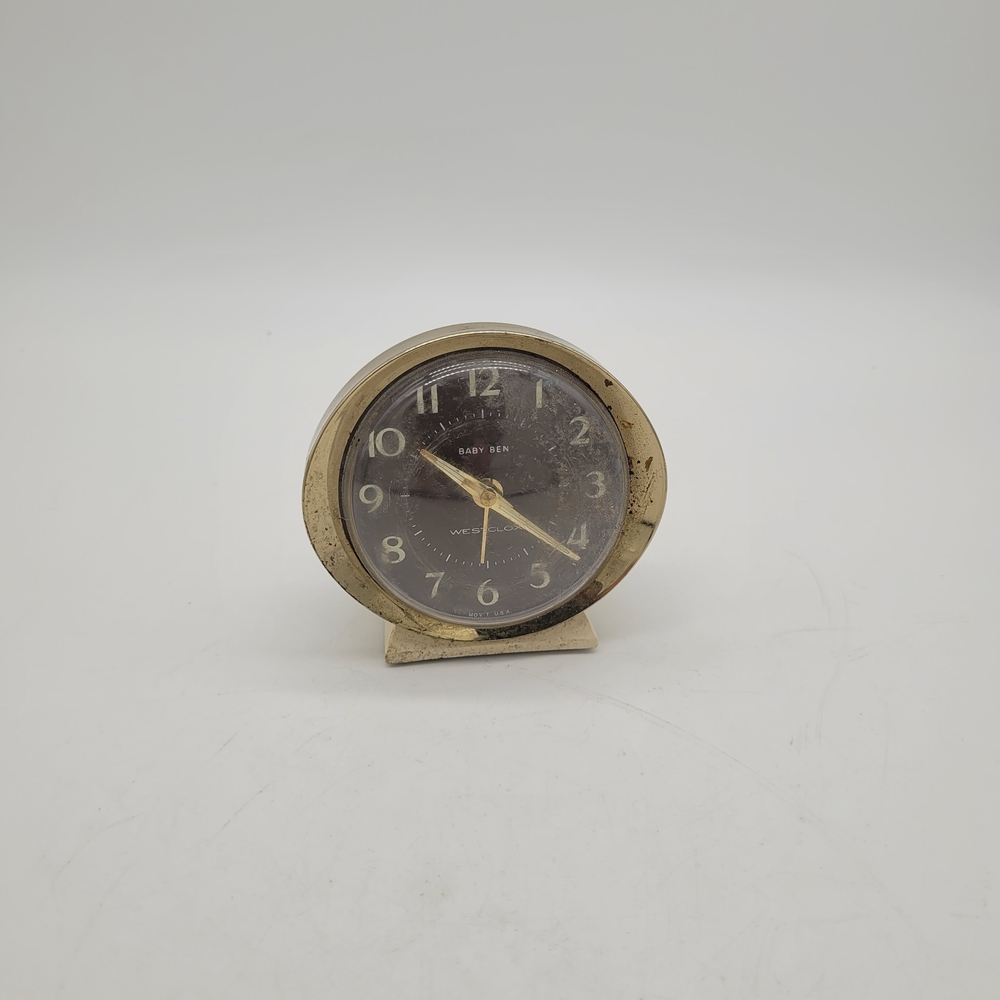 Westclox Model 1158056 Travel Alarm BABY BEN White Gold Glow In TheDark Untested